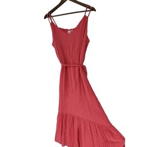 Gap petite L Sundress Belted Textured pink beachy gauze easter pictures flowy